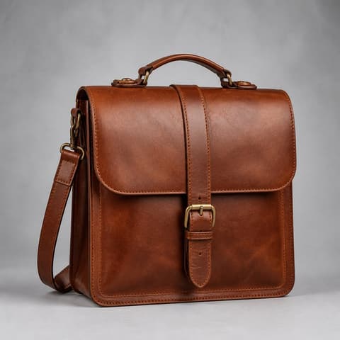 Brown Leather Satchel - 1